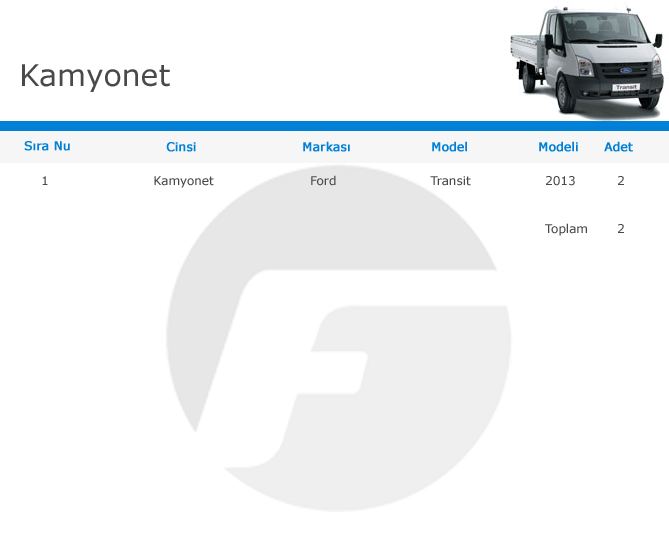 Kamyonet-makine-list-table