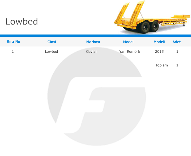 Lowbed-makine-list-table