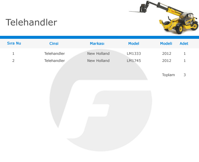 Telehandler-makine-list-table