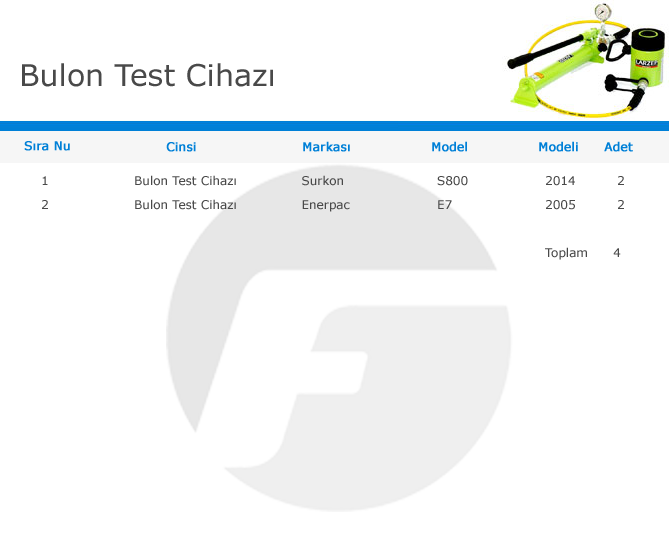 bulon-test-makine-list-table