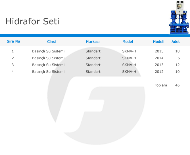 hidrofor-seti-makine-list-table
